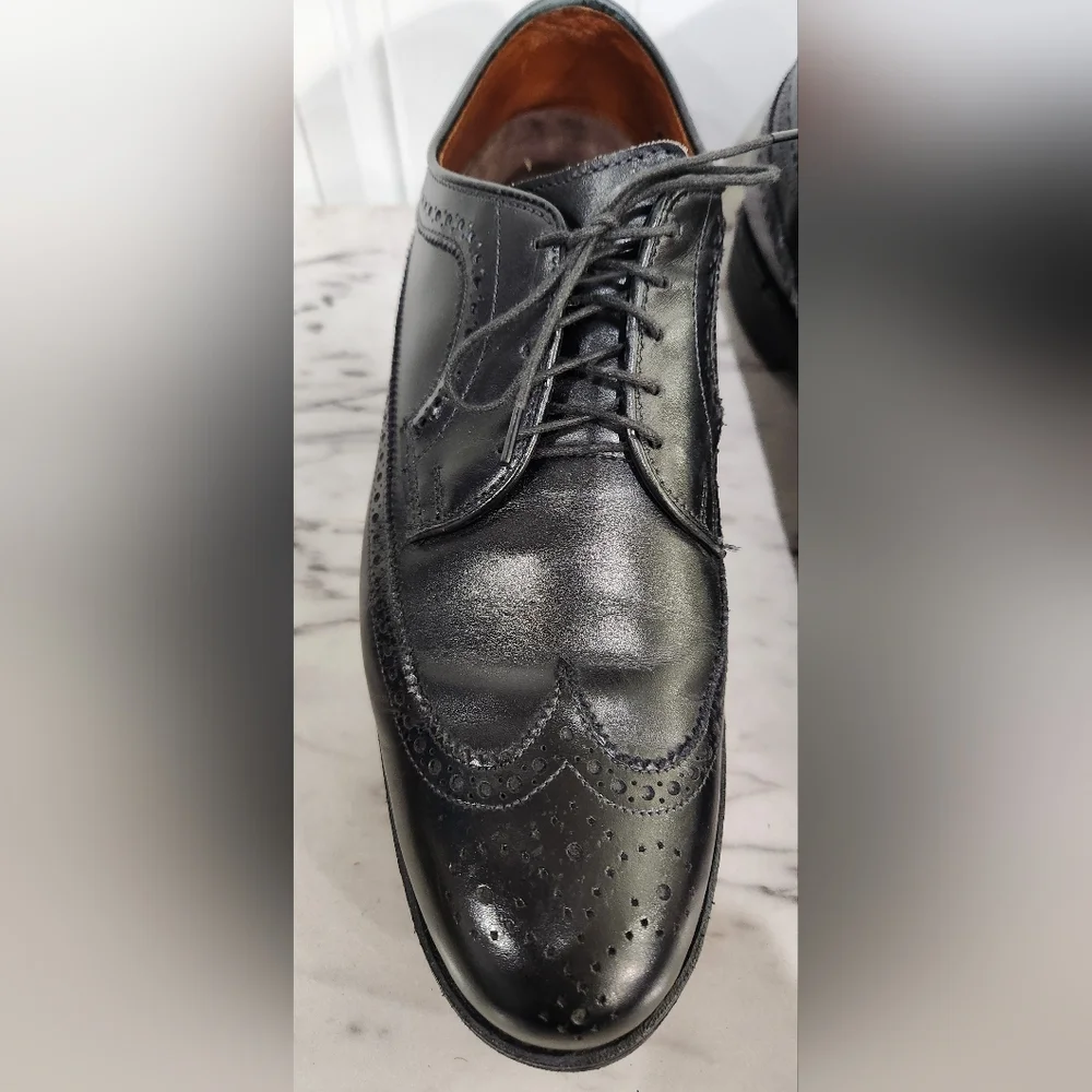 Allen Edmonds black wingtip oxford dress shoes men's size 10.5 D